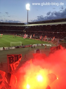 Pyro-Show der FCN-Fans im Max-Morlock-Stadion 